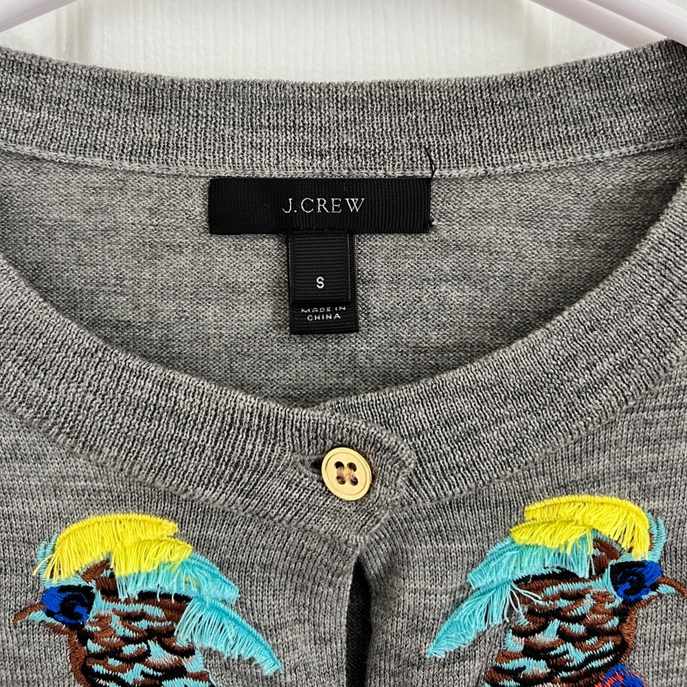 Tropical Bird Embroidered J. Crew Cardigan - Picture 4 of 6